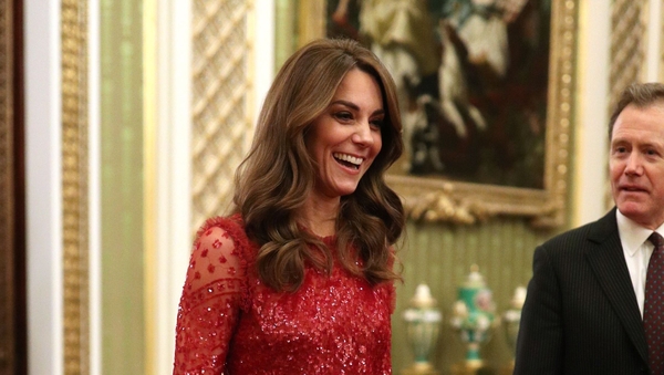 Christmas may be long past by now, but the Duchess of Cambridge broke out the red sequins for last night's event. . Photo: Getty