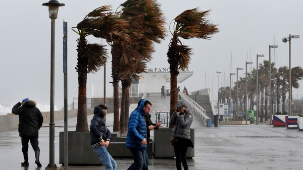 Strong winds at La Malvarrosa beach in Valencia