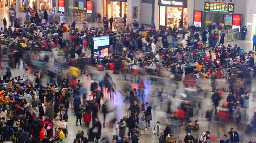 Passengers in Hongqiao Railway Station in Shanghai as millions return home for the Chinese New Year