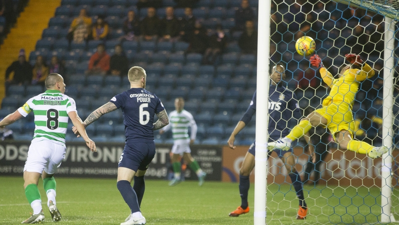 Jozo Simunovic's header is saved by Kilmarnock goalkeeper Jan Koprivec