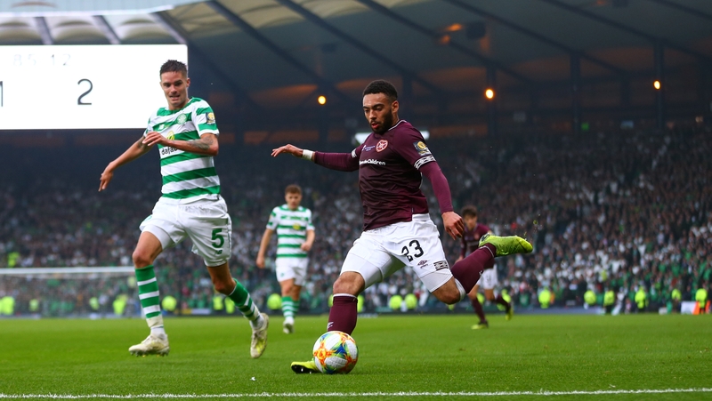 Jake Mulraney in action for Hearts in the Scottish Cup final against Celtic at Hampden Park in 2019