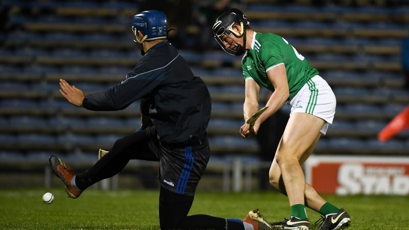 Gearóid Hegarty drills Limerick's second goal past Brian Hogan