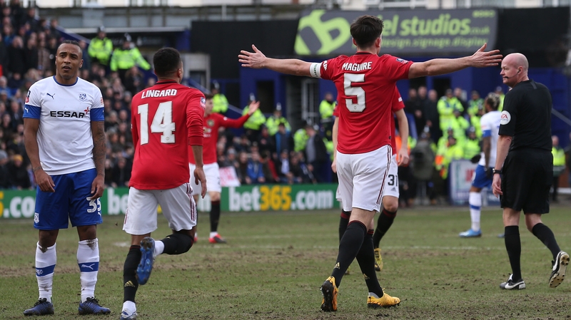 Harry Maguire celebrates his brilliant opener