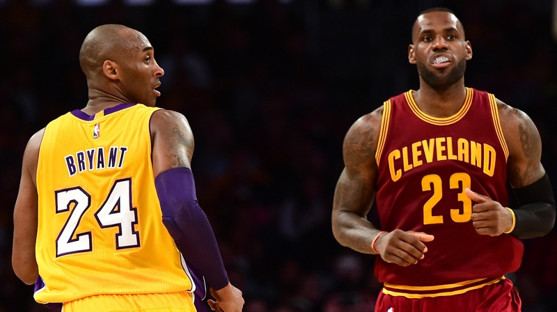 Kobe Bryant and LeBron James face off during their time with the Los Angeles Lakers and the Cleveland Cavaliers