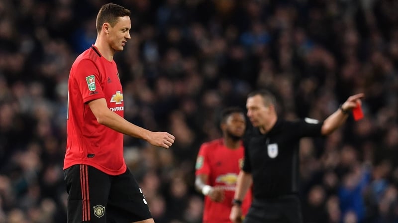 Nemanja Matic sees red for United