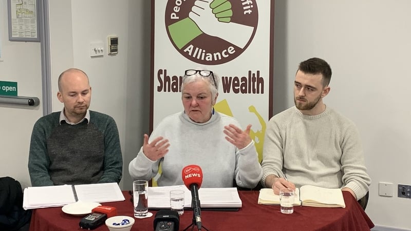 Brid Smith (centre) with RISE leader Paul Murphy (left) and PBP candidate Conor Reddy (right)