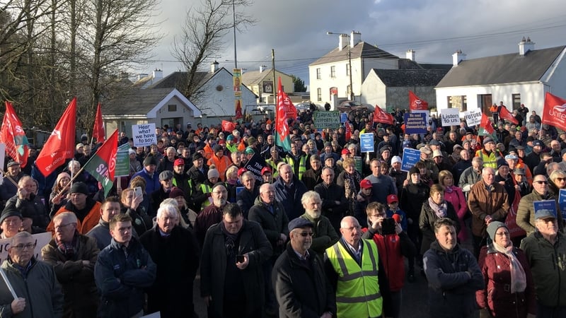 Workers and their families marched in protest at what they say is a fear for their future livelihoods