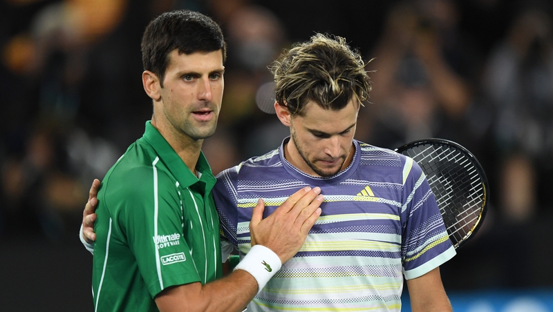 Novak Djokovic consoles Dominic Thiem