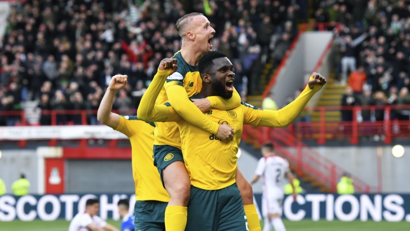 Odsonne Edouard and Leigh Griffiths celebrate a big win for Celtic