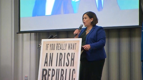 Mary Lou McDonald was speaking at a rally in Letterkenny, Donegal, this evening