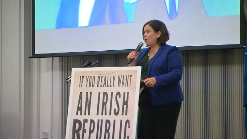 Mary Lou McDonald was speaking at a rally in Letterkenny, Donegal, this evening