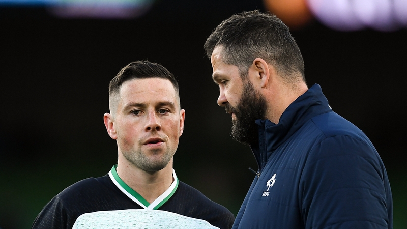 Head coach Andy Farrell with John Cooney prior to Ireland v Scotland