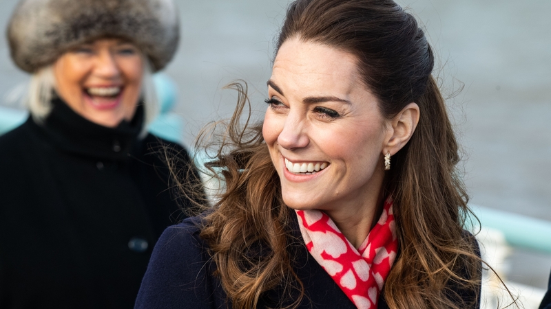 Never one to miss a theme, Kate Middleton looked loved up on today's trip to Mumbles in South Whales. Photo: Getty
