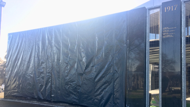 The damaged wall has been covered