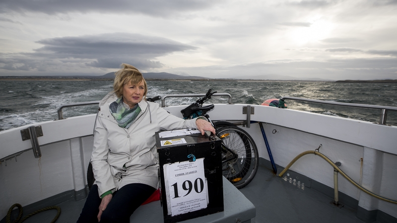 Presiding Officer Nancy Sharkey travels to Gola Island with the ballot box