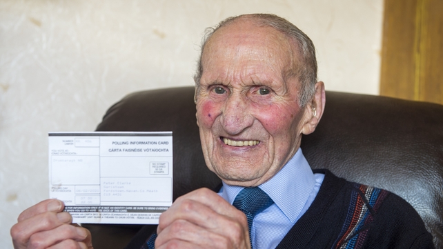 Peter Clarke, who is 102 years young, cast his vote today in Drumbaragh National School in Co Meath