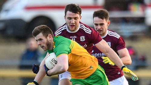 Eoghan Ban Gallagher breaks away from Galway's Damien Comer