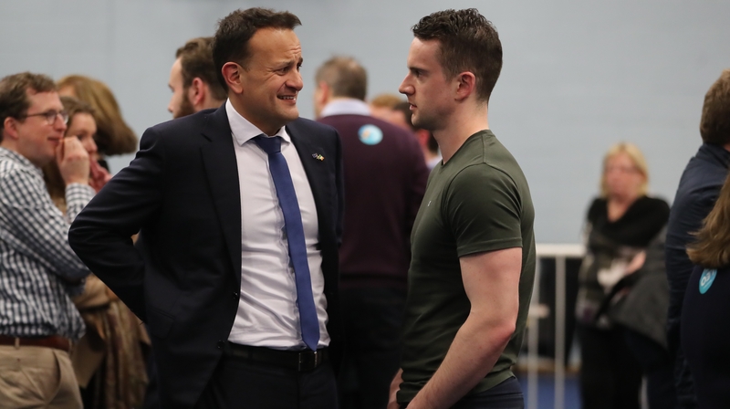 Leo Varadkar speaks to his partner Matt Barrett at Phibblestown Community Centre