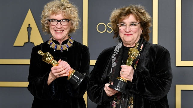 Set decorator Nancy Haigh and production designer Barbara Ling, winners of the Production Design award for Once Upon a Time in Hollywood