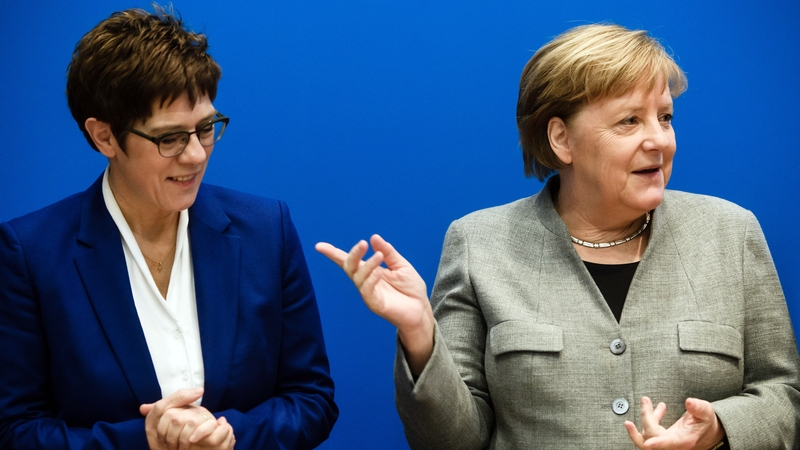 Annegret Kramp-Karrenbauer and German Chancellor Angela Merkel
