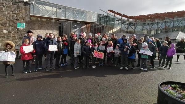Parents and pupils gathered in Mullingar's Market Square ahead of the protest march