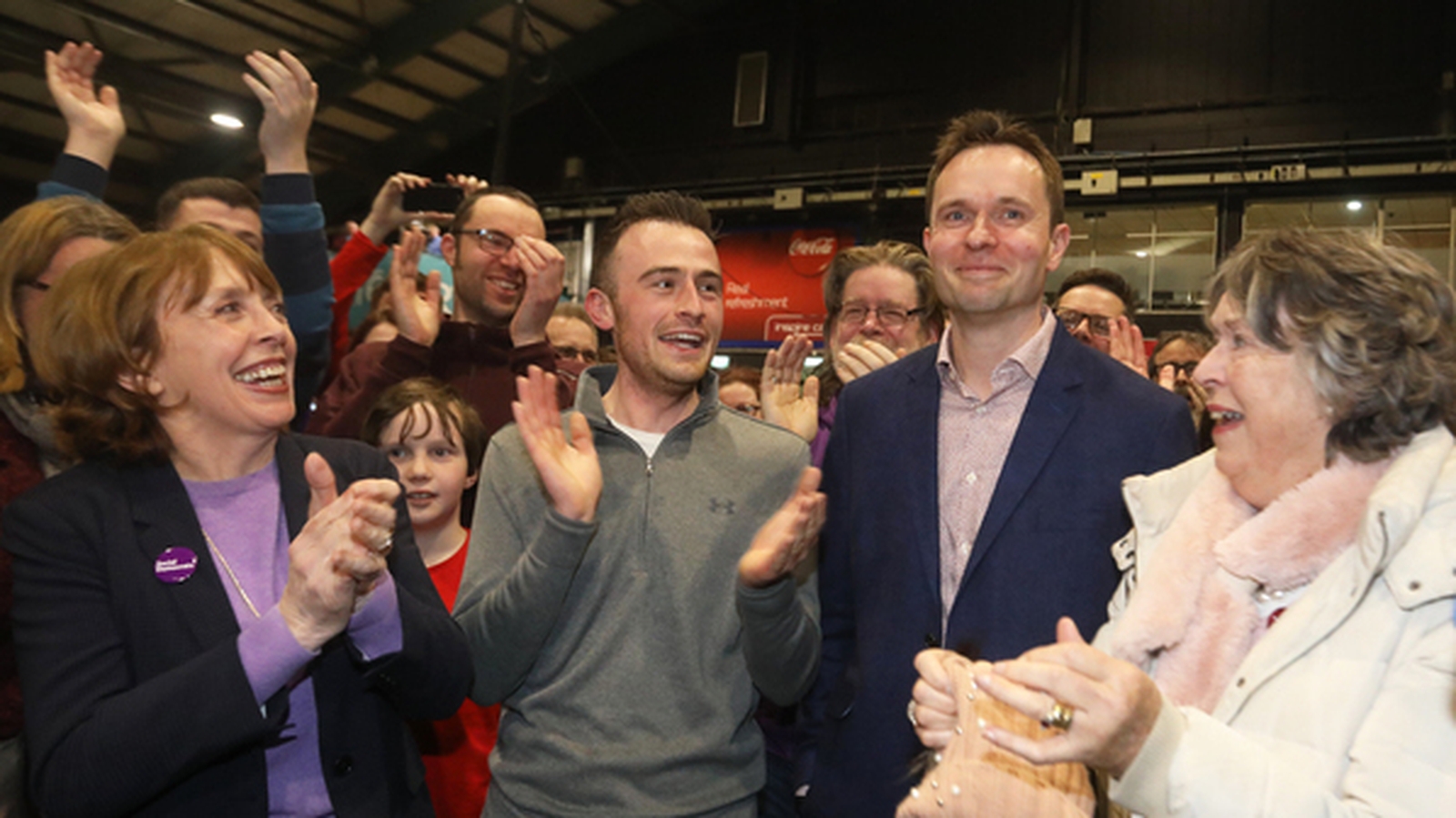The Social Democrats celebrate as Cian O'Callaghan is elected (Credit Rollingnews.ie)