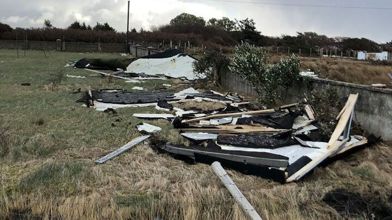 The roof blew across the school yard and landed on a pitch