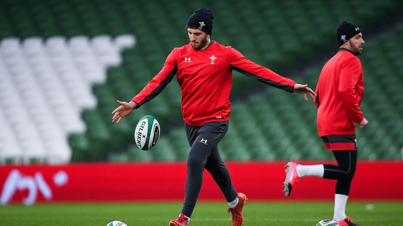 Owen Williams during a kicking session at the Aviva Stadium