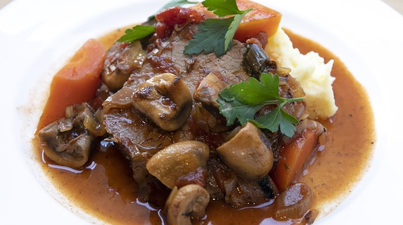 Beef Pot Roast with Mushrooms & Red Wine
