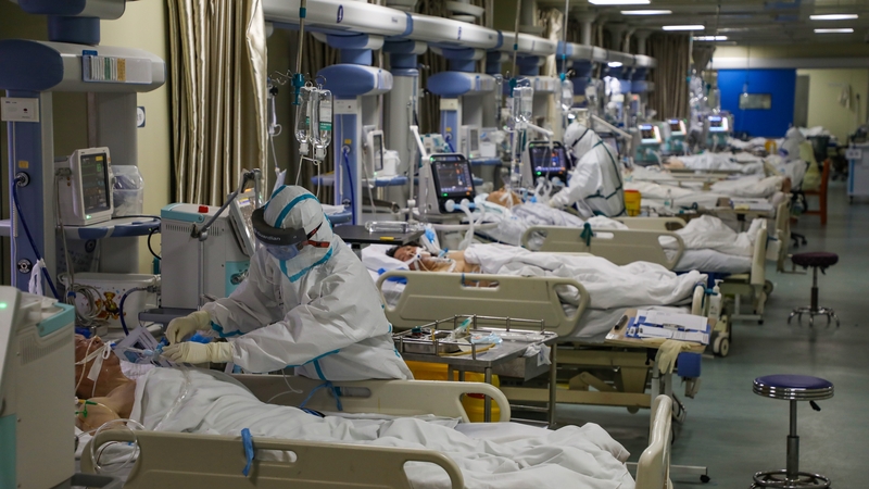 Medical staff at work in the intensive care unit in a hospital in Wuhan