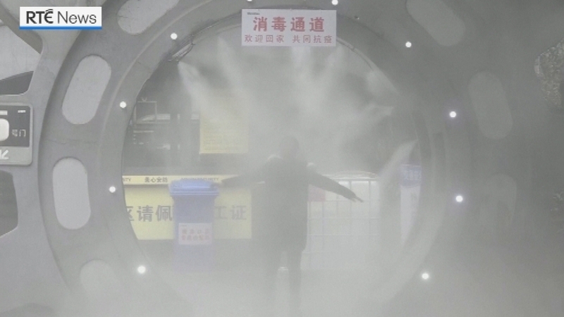 The tunnel is equipped with infrared detectors that activate a spray