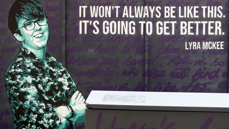 A mural featuring murdered journalist Lyra McKee in central Belfast. Photo: Paul Faith / AFP via Getty Images