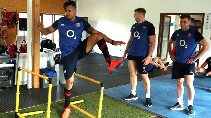 Anthony Watson (L) will miss England's Six Nations clash with Ireland