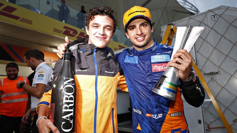 (L to R) Lando Norris and Carlos Sainz in 2019