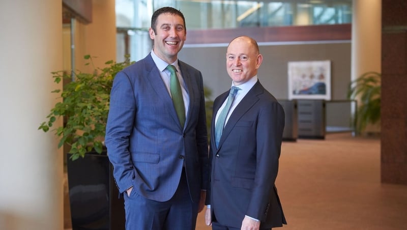 Declan Bolger, new CEO of Irish Life Group and David Harney, his predecessor