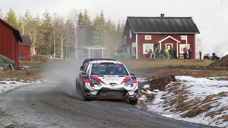 Elfyn Evans guides his Toyota through Torsby