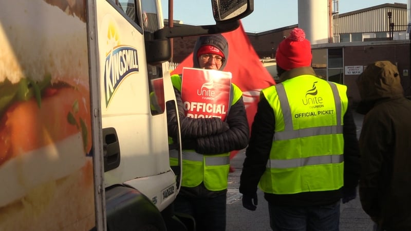 A Kingsmill bread lorry was stopped at the entrance to the Allied Bakeries this morning