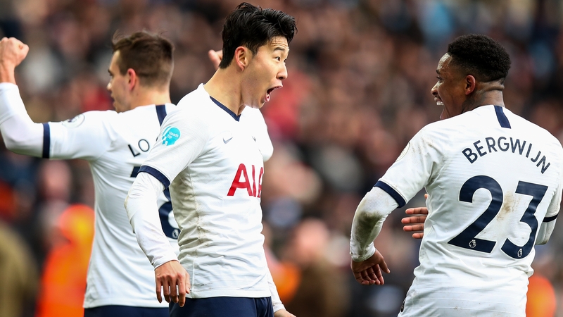 Son Heung-min (centre) celebrates his dramatic winner