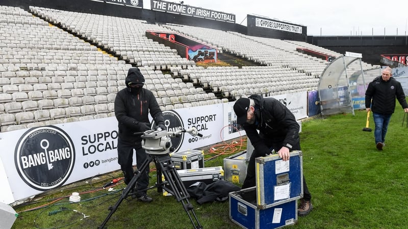 Camera operators de-rig after television coverage was cancelled on Saturday last