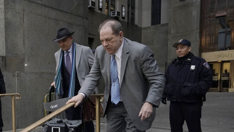 Harvey Weinstein leaving court after day one of the jury's deliberations