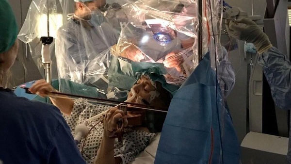 Dagmar Turner performed several pieces of music during the brain procedure (Pic King's College Hospital)