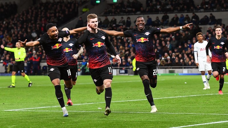 Timo Werner cups his ear as Tottenham's fans fall silent after his 58th-minute penalty