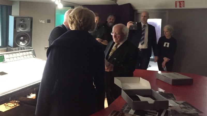 Michael D Higgins and his wife Sabina in a recording studio at Windmill Lane