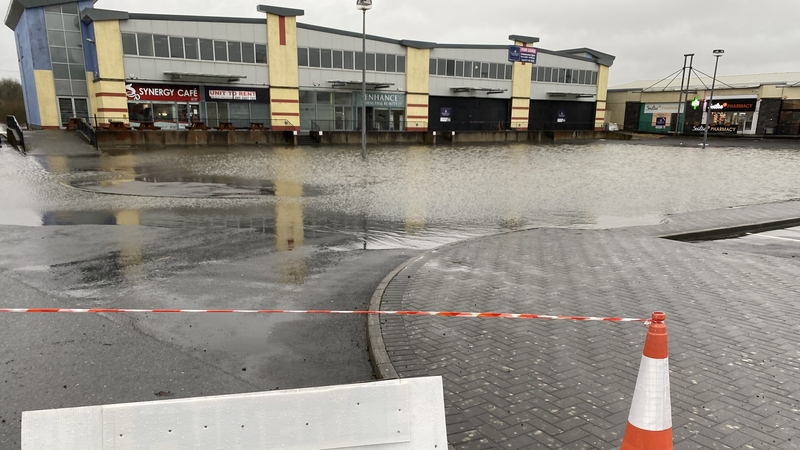 Flooding at the car park at Carrick Retail Park in Carrick-on-Shannon, Co Leitrim