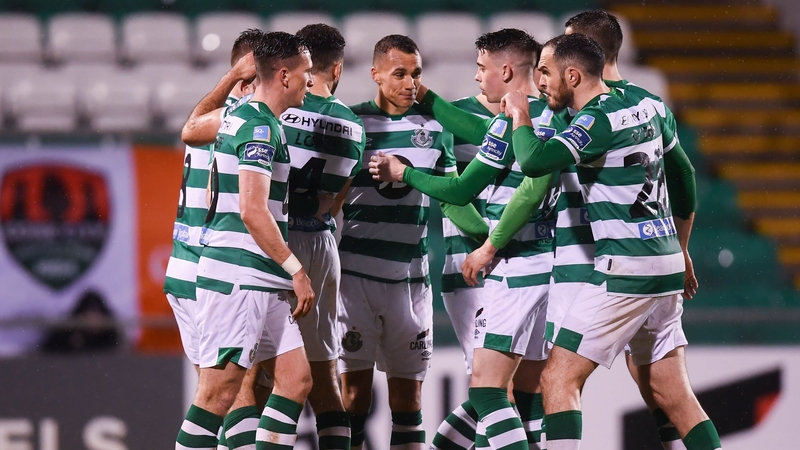 Graham Burke, centre, of Shamrock Rovers
