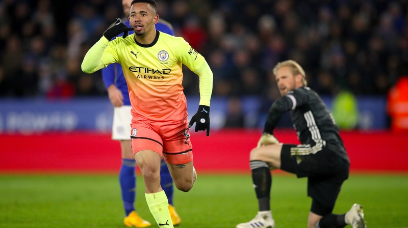 Manchester City's Gabriel Jesus celebrates scoring the winner