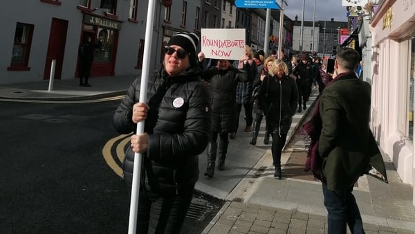 Around 100 protesters took to the streets and marched on Westmeath County Council buildings