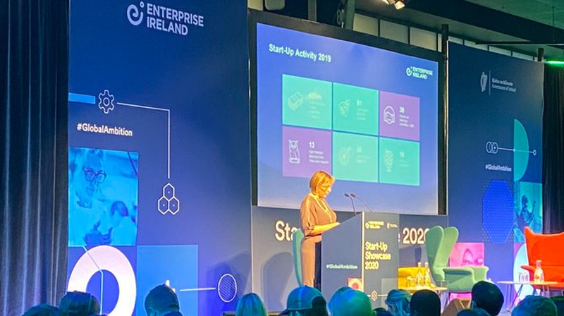 Enterprise Ireland CEO Julie Sinnamon speaking at the Start-up event today
