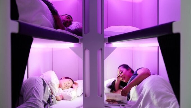 The airline said each 'pod' would contain six beds for passengers to sleep in during long flights