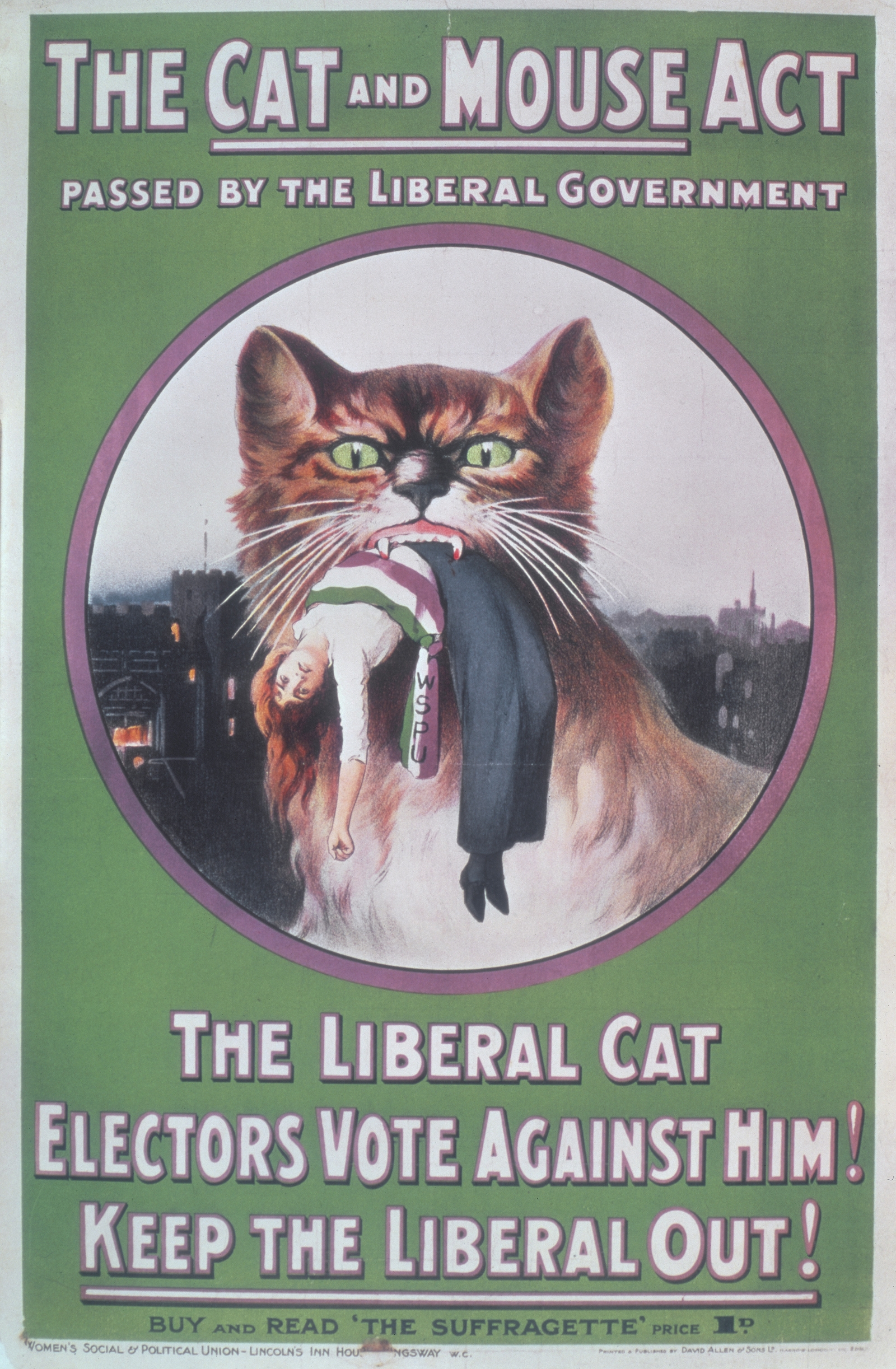 1914 poster protesting the Cat and Mouse act. Photo by Museum of London/Heritage Images/Getty Images